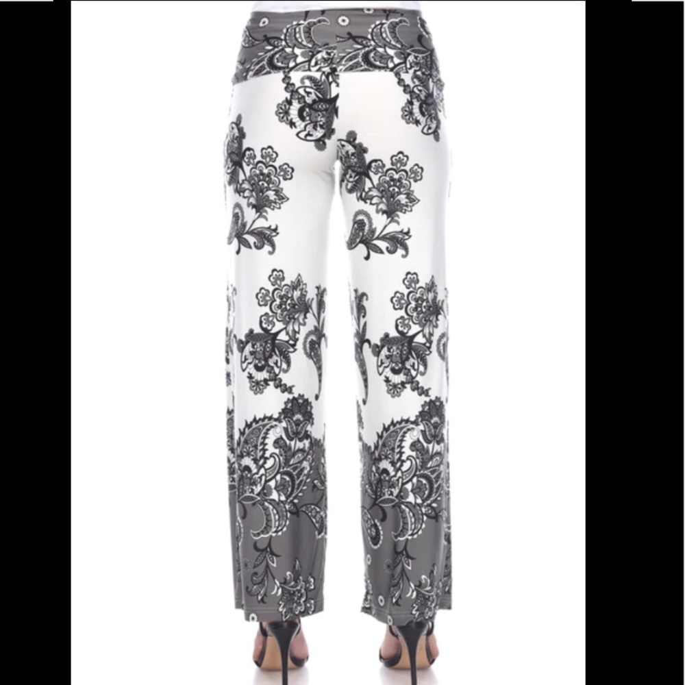 Floral Paisley Printed Palazzo Pants - White Mark e1. - Picture 5 of 11